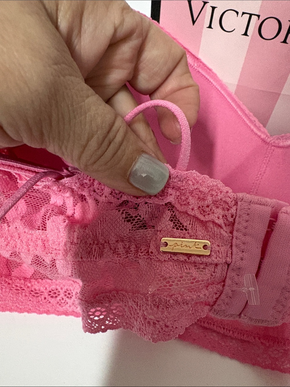 PINK Victoria's Secret Hot Pink Floral Lace Longline Bralette - Picture 4 of 7